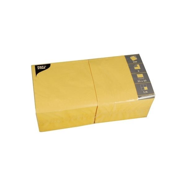 Servett 3-lags 33x33cm gul 250/fp