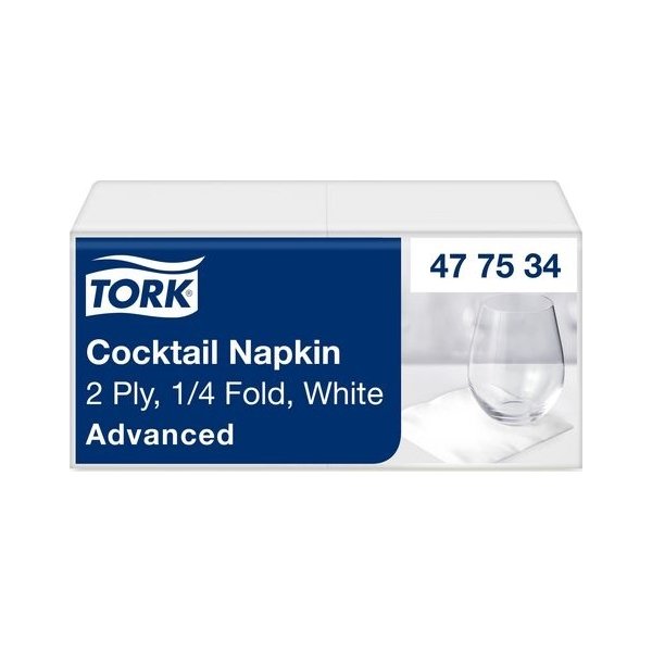 Servett TORK Cocktail 2-lags vit 200/fp