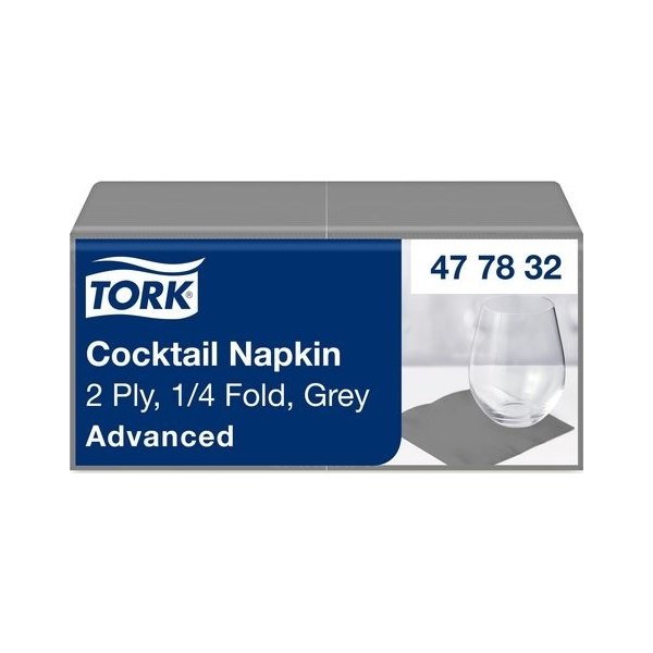 Servett TORK Cocktail 2-lags grå 200/fp