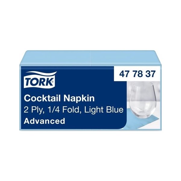 Servett TORK Cocktail 2-lag ljblå 200/fp