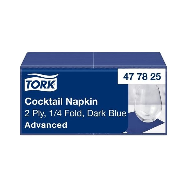 Servett TORK Cocktail 2-lags blå 200/fp