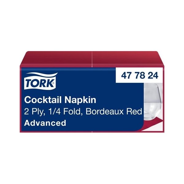Servett TORK Cocktail 2-lag v.röd 200/fp