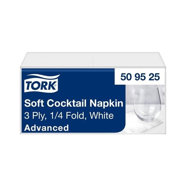 Servett TORK Vit 3-lgr, 24x24cm 200/fp