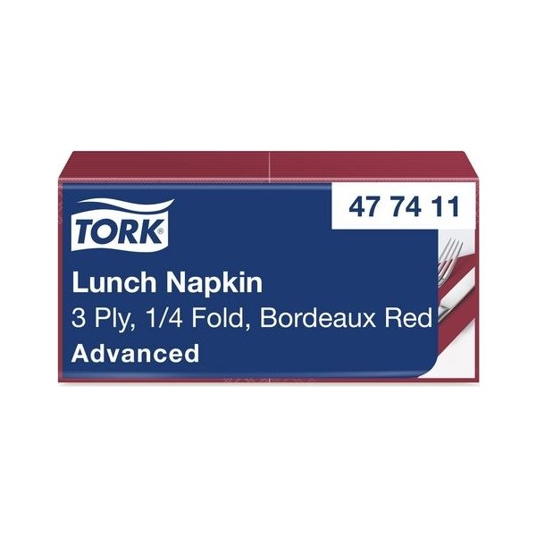 Servett TORK Lunch 3-lags vinröd 150/fp