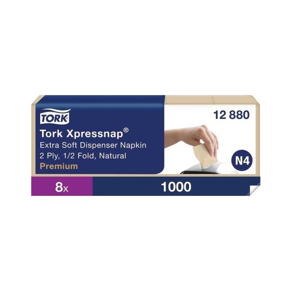 Servett TORK Pre N4 2-lags natur 1000/fp