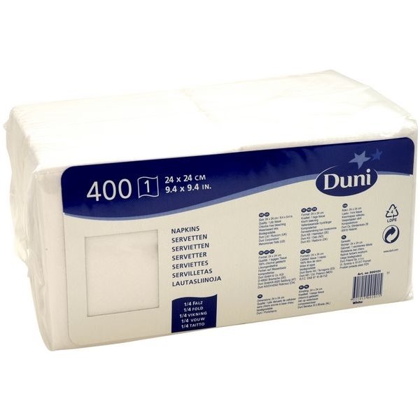 Servett 1-lags 24x24cm vit 500/fp