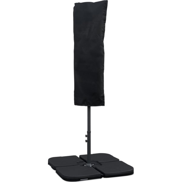 Dubbelparasoll, 450x264cm-inkl. fot+överdrag/svart