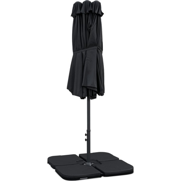 Dubbelparasoll, 450x264cm-inkl. fot+överdrag/svart