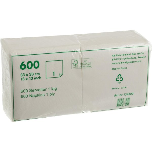 Servett DUNI 1lags 33x33cm Finess 600/fp