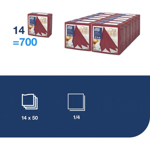 Servett TORK LinStyle vröd 39x39cm 50/fp