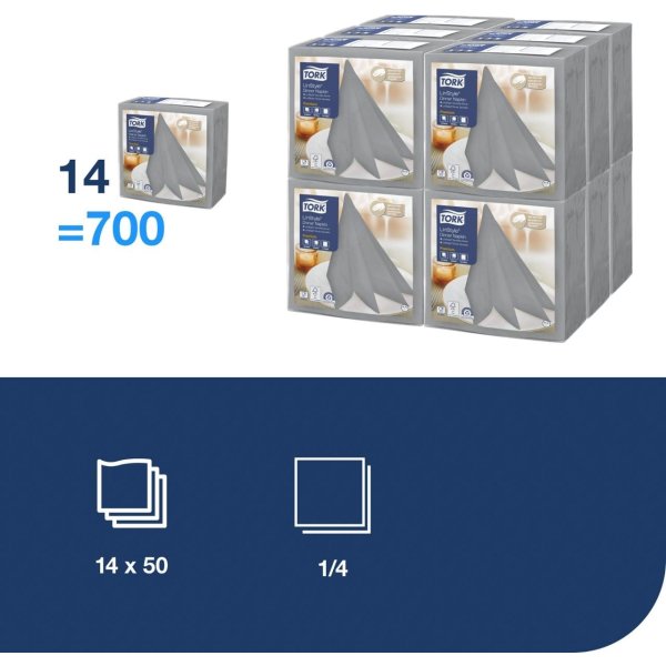 Servett TORK LinStyle grå 39x39cm 50/fp