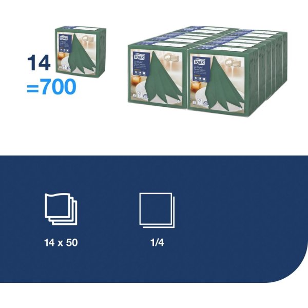 Servett TORK LinStyle grön 39x39 50/fp