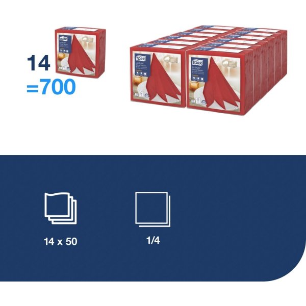 Servett TORK LinStyle röd 39x39cm 50/fp