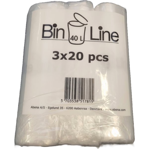 Soppåsar m/stjärnbotten 40L, 60x90cm, 10my, Klar