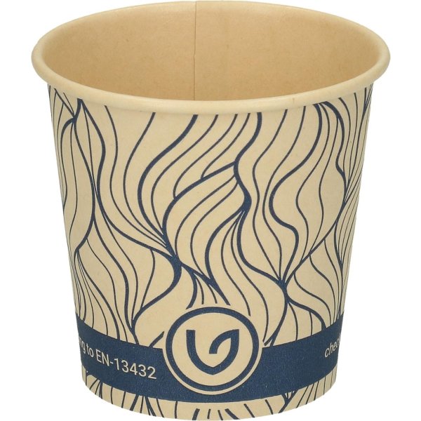 Pappersmugg, blå/natur, plastfri, 10 cl, 50 st.