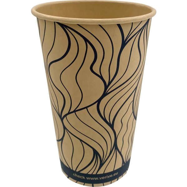 Pappersmugg, svart/natur, plastfri, 40 cl, 50 st.