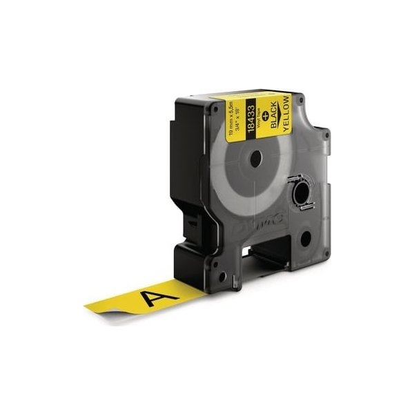 Dymo Rhino Vinyltape 19mm, svart på gul