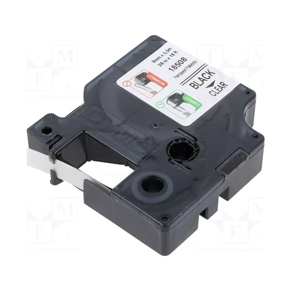 Dymo RHINO Permanent Polyester 9mm, svart på klar