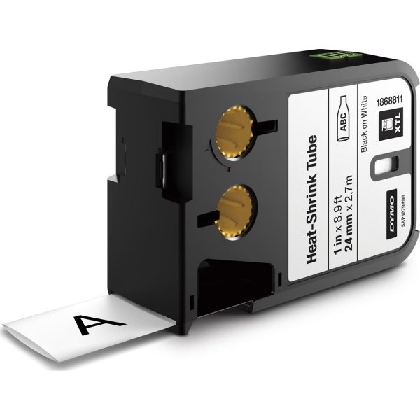Dymo XTL, krympslangstape, 24 mm, svart på vitt