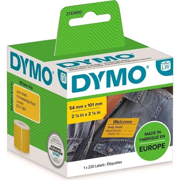 Dymo LW namnskylt 54x101 mm gul
