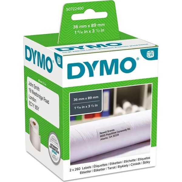 Dymo LW adressetikett, 36x89 mm
