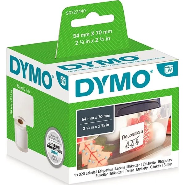 Dymo LW diskettetikett, 54x70 mm