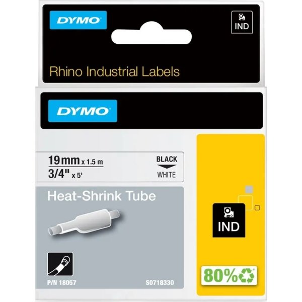 Dymo RhinoPro, 19 mm, krympslangstape, vit