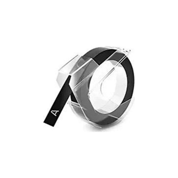 Dymo 3D präglingstape, 9 mm, vit på svart