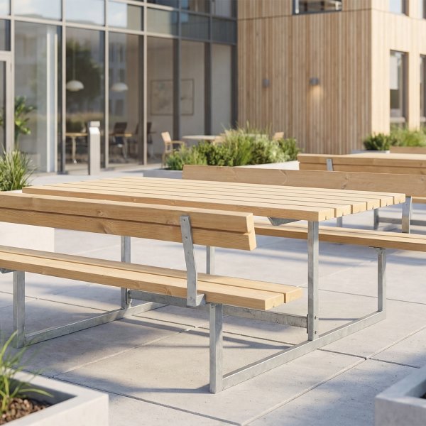 Plus Basic bänkset med ryggstöd, Thermowood