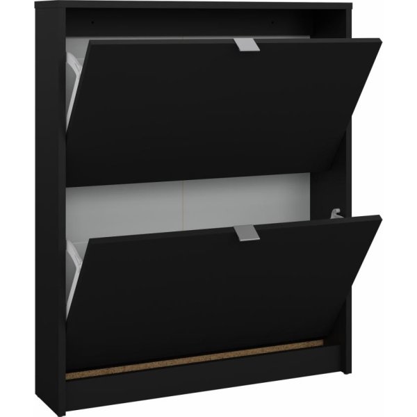 Skoskåp BudgetLine 2 fällbara luckor 2 fack Svart