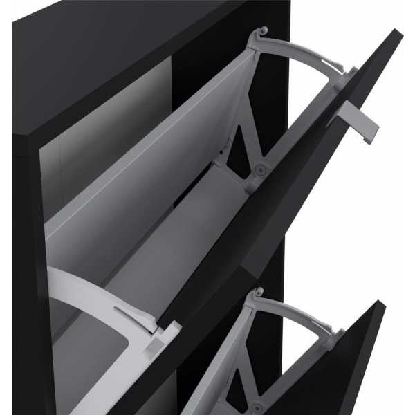 Skoskåp BudgetLine 2 fällbara luckor 2 fack Svart