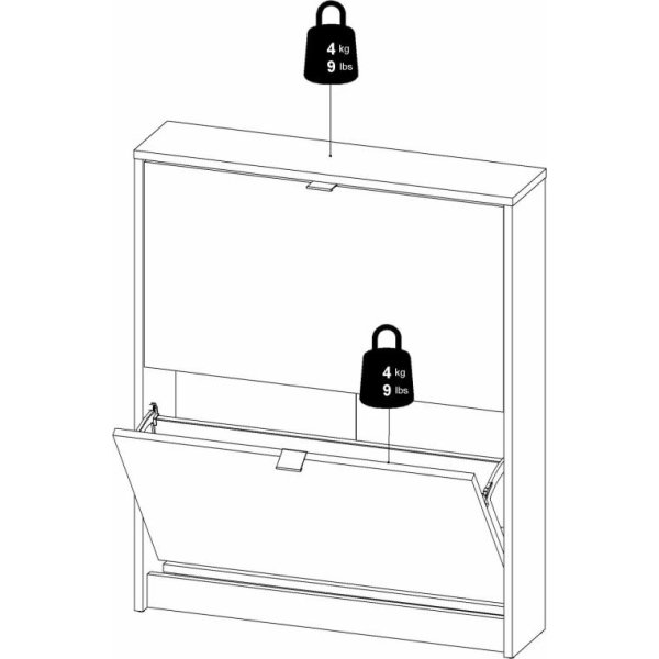 Skoskåp BudgetLine 2 fällbara luckor 2 fack Svart