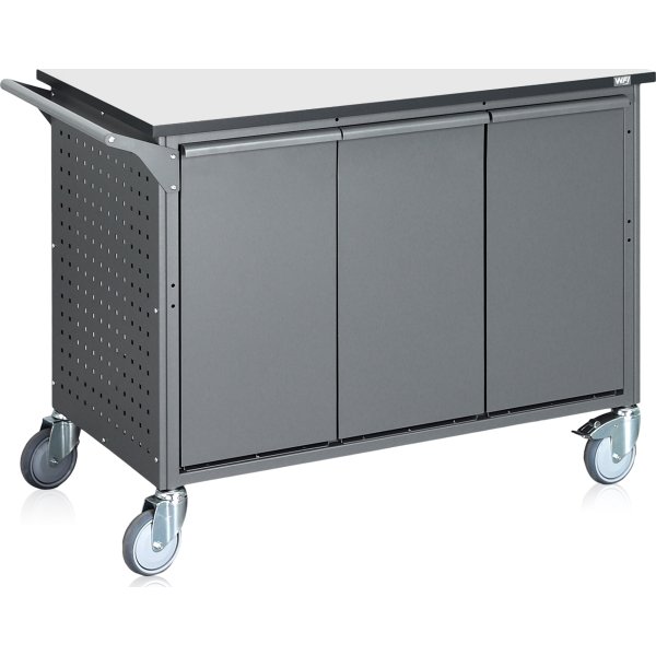 Avfallssorteringsvagn, 6 behållare, 300 L, grå