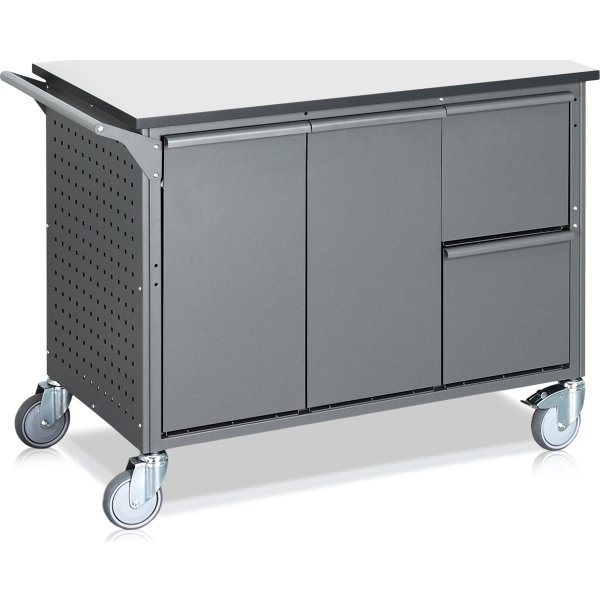 Avfallssorteringsvagn, 8 behållare, 280 L., grå