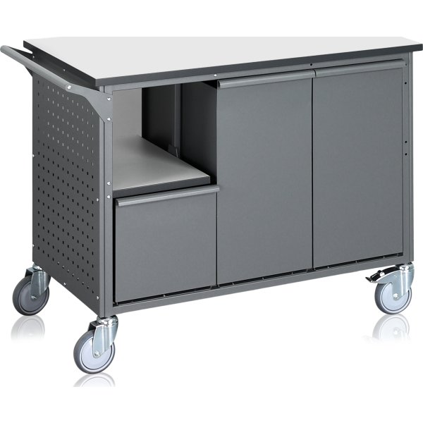 Avfallssorteringsvagn, 6 behållare, 240 L, grå