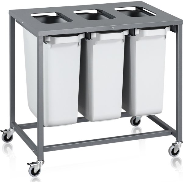 Sorteringsvagn Light, 3 behållare, 180 L.