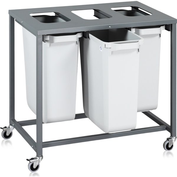 Sorteringsvagn Light, 3 behållare, 180 L.