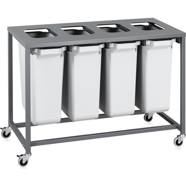 Sorteringsvagn Light, 4 behållare, 240 L.