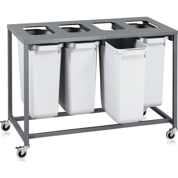 Sorteringsvagn Light, 4 behållare, 240 L.