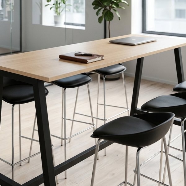 Talk Högbord, svart ram/ek-laminat, 180x70 cm