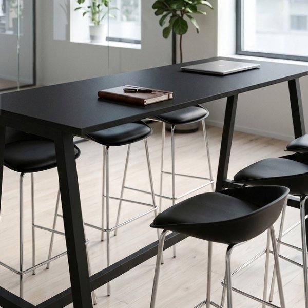 Talk Högbord, svart ram/svart laminat, 180x70 cm