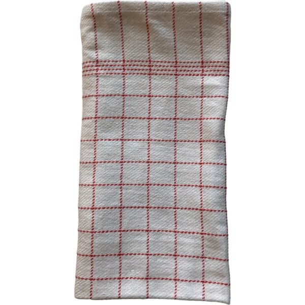 Kökshandduk 50x100 cm Vit med röda rutor