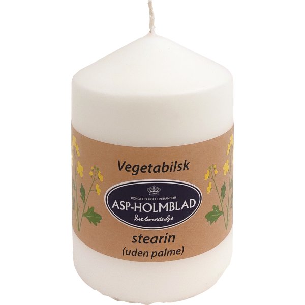 Blockljus, vegetabiliskt stearin, 6,8x10 cm, vit