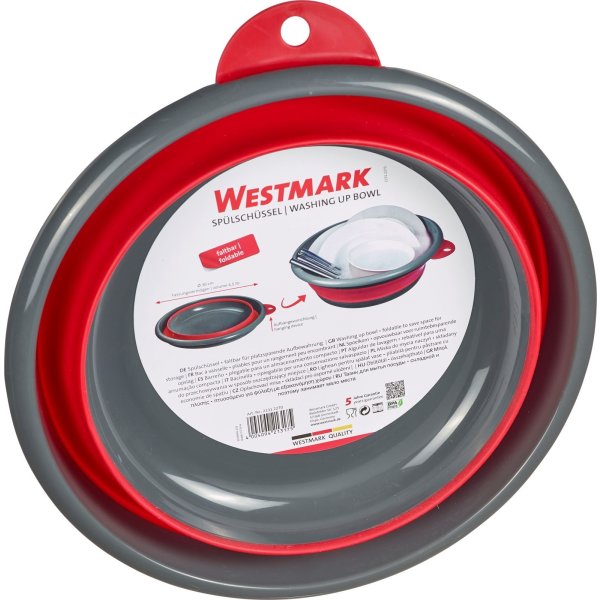 Westmark Balja, hopfällbar, grå/röd, 4,5L.