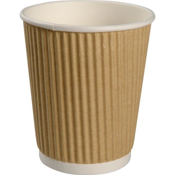 Pappersmugg, räfflat, brunt, 24 cl, 25 st.