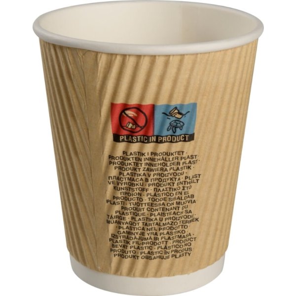 Pappersmugg, räfflat, brunt, 24 cl, 25 st.