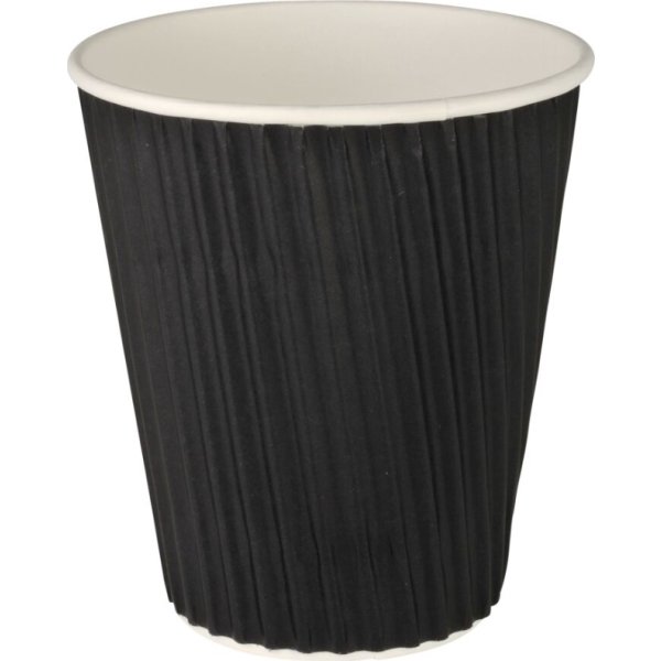 Pappersmugg, räfflad, svart, 36 cl, 25 st.
