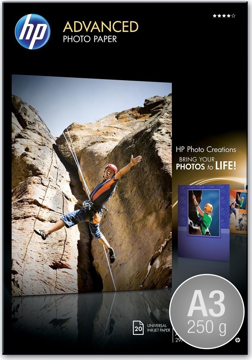 HP Q8697A blankt fotopapper, A3 / 250 g / 20 st ar