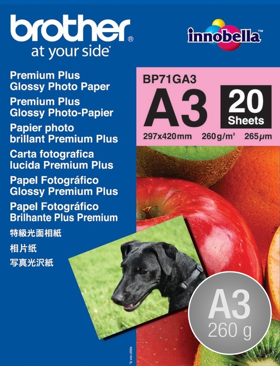 Brother Glossy Inkjet fotopapper A3 / 260 g / 20 s