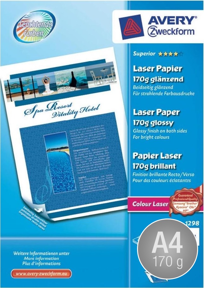 Avery laser fotopapir, glossy, A4/170g/200ark
